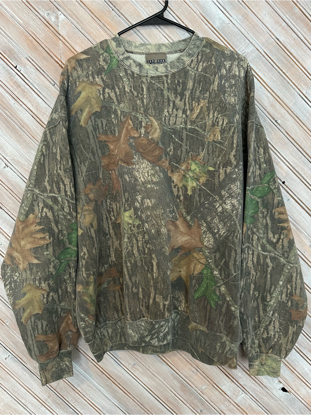 Jerzees Camouflage Crewneck Sweatshirt Green & Brown Hunting Apparel